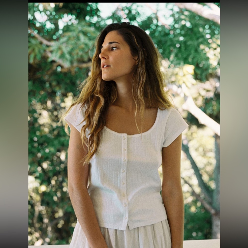 Christy Dawn Ivory Cap Sleeve Top